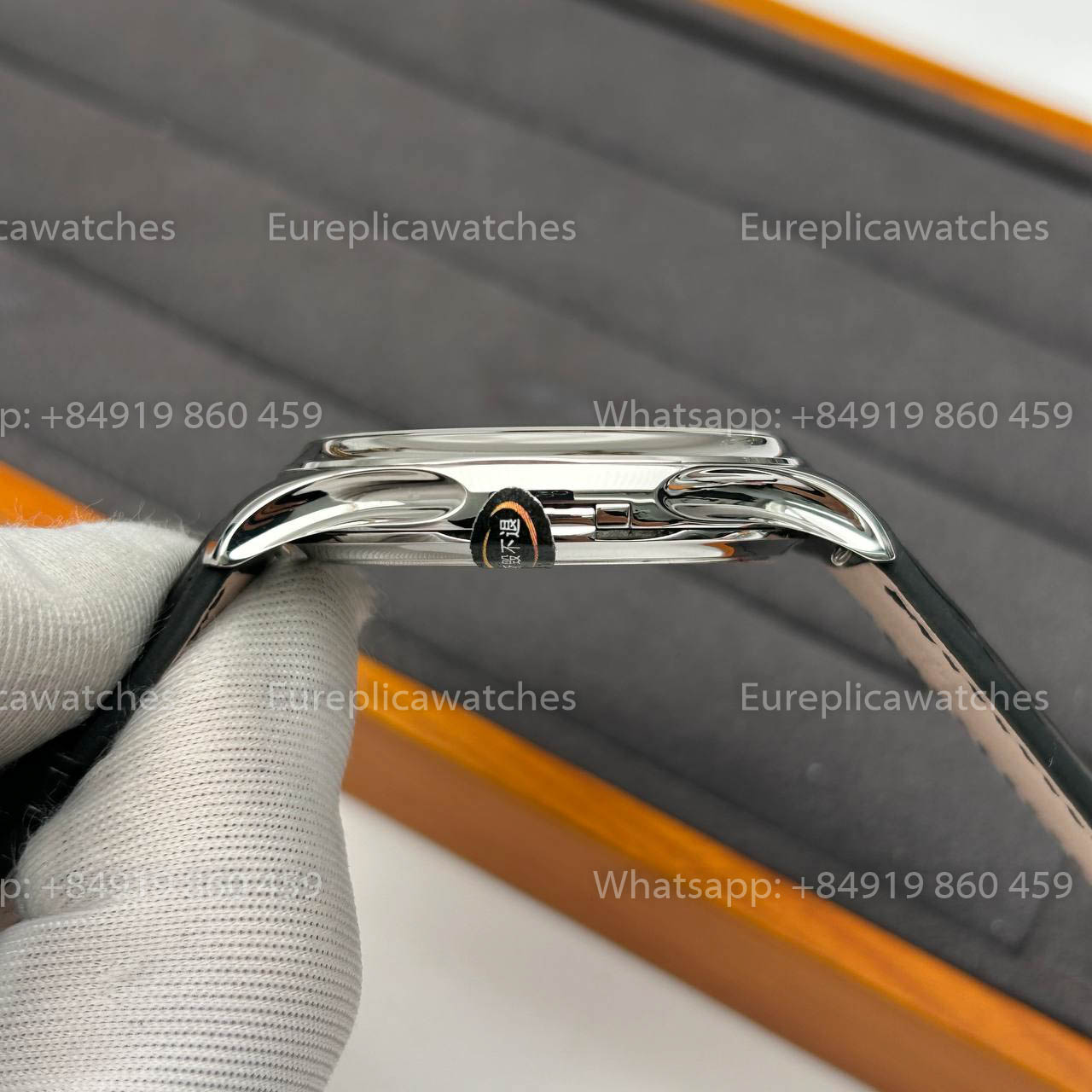 Patek Philippe Calatrava 5227G Cadran blanc 1:1 Meilleure édition 3K Bracelet en cuir noir d'usine