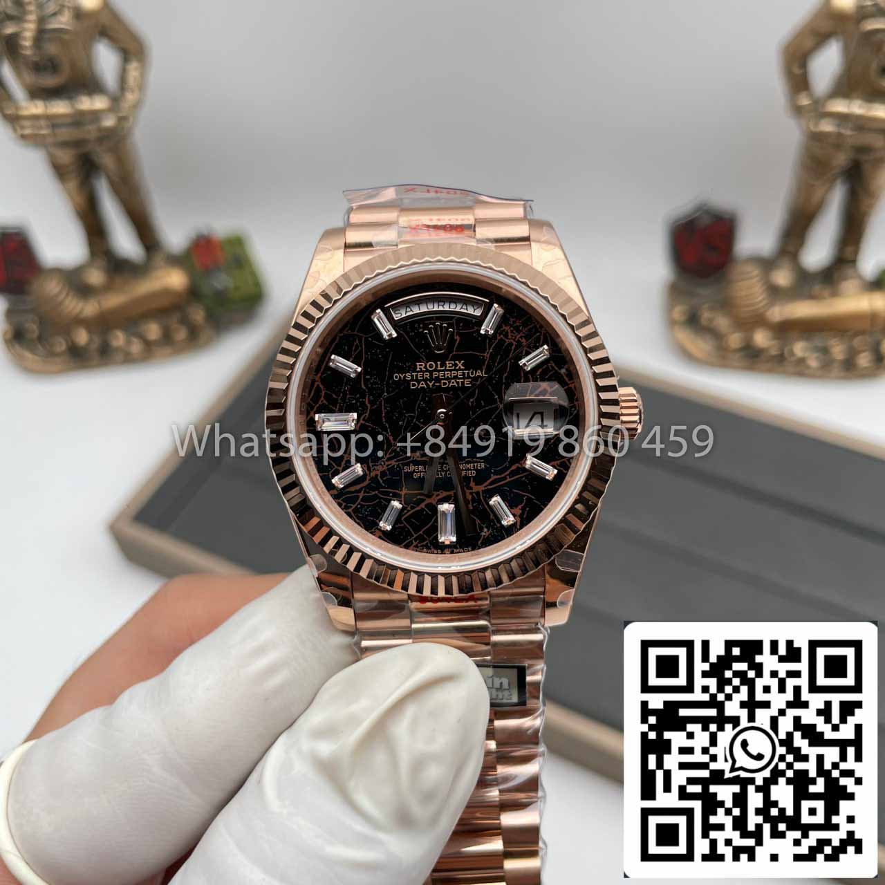 Rolex Everose Gold Day Date 40 228235-0045 1:1 Best Edition QF Factory Eisenkiesel Zifferblatt