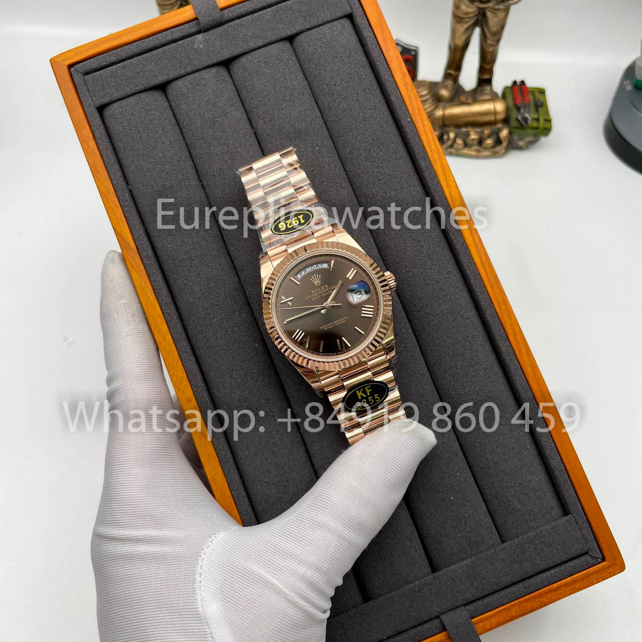 Rolex Everose Gold Day Date 40 228235-0002 Cadran Chocolat 1:1 Meilleur Clone KF Factory 215 Grammes