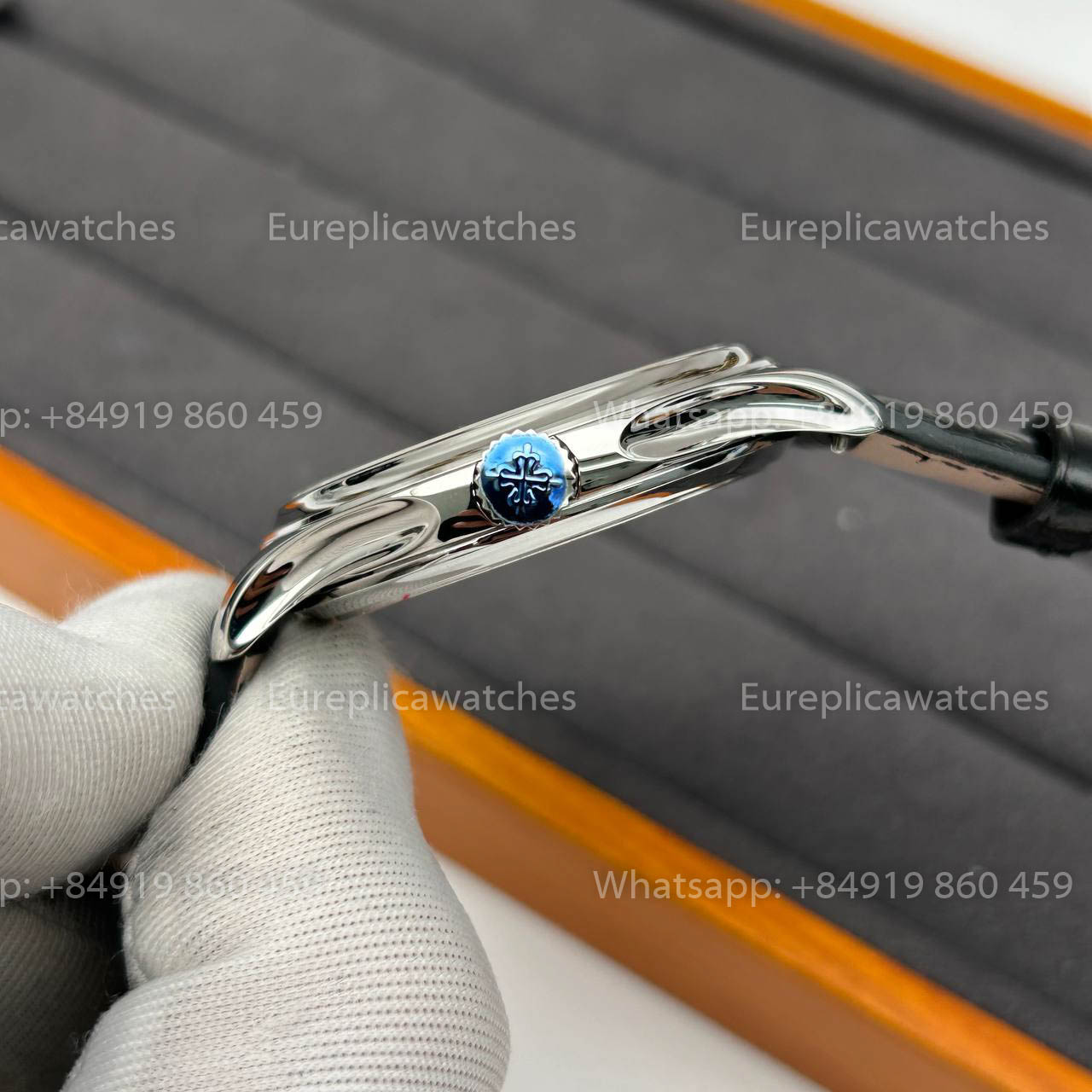 Patek Philippe Calatrava 5227G Cadran blanc 1:1 Meilleure édition 3K Bracelet en cuir noir d'usine