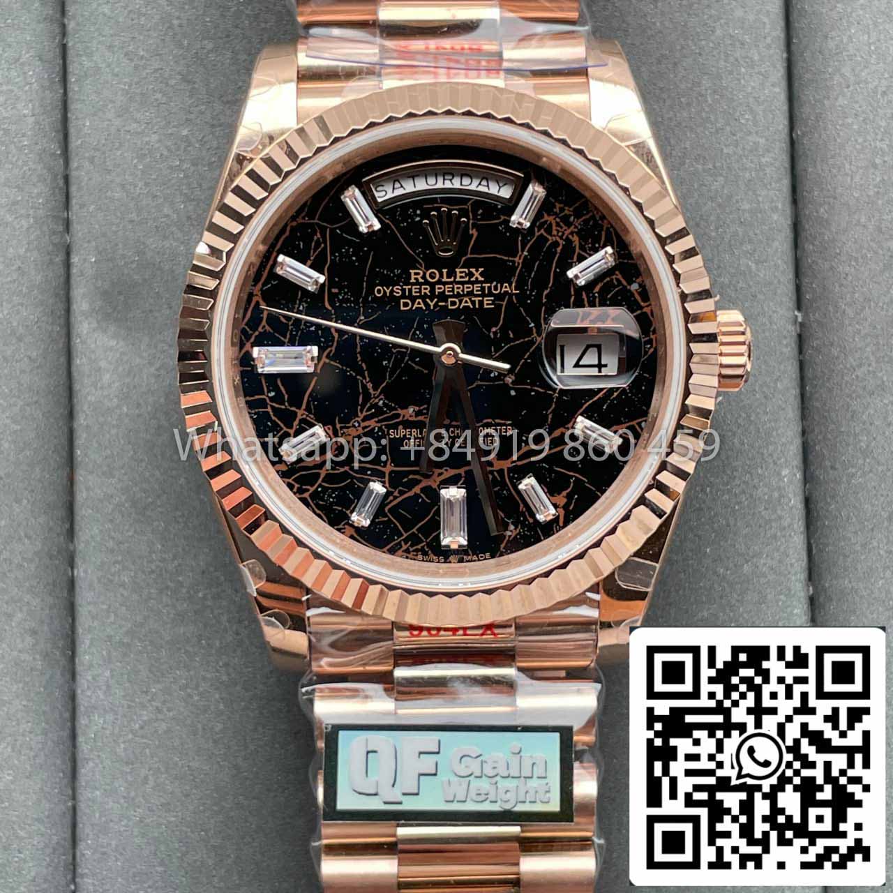 Rolex Everose Gold Day Date 40 228235-0045 1:1 Best Edition QF Factory Eisenkiesel Zifferblatt