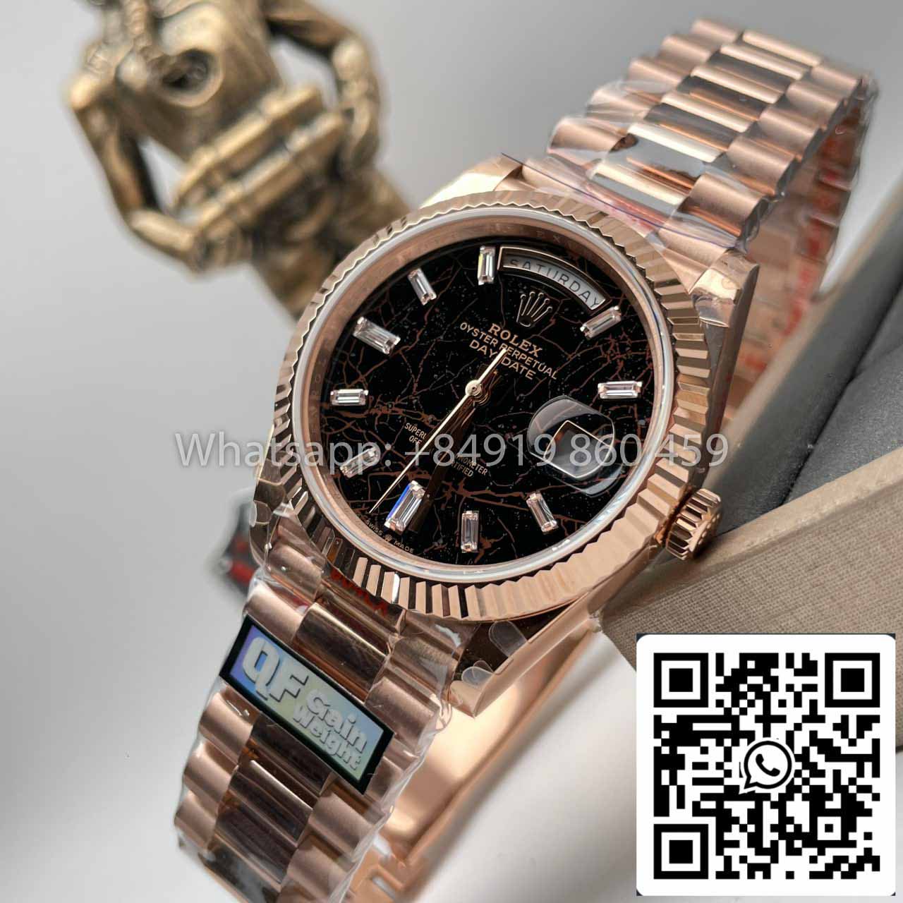 Rolex Everose Gold Day Date 40 228235-0045 1:1 Best Edition QF Factory Eisenkiesel Zifferblatt