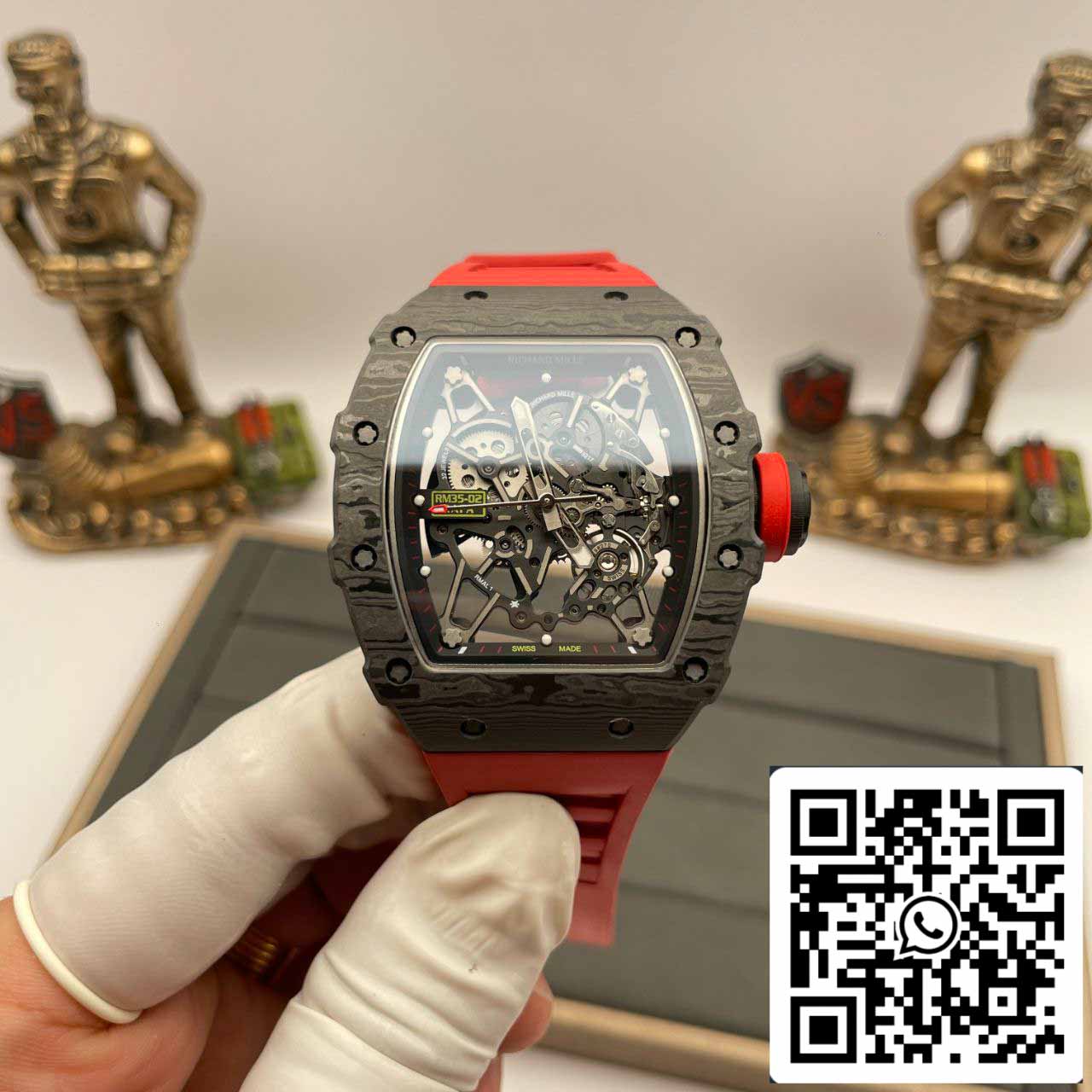 Richard Mille RM035-02 1:1 Meilleure édition BBR Factory NTPT Carbon Case Bracelet rouge 