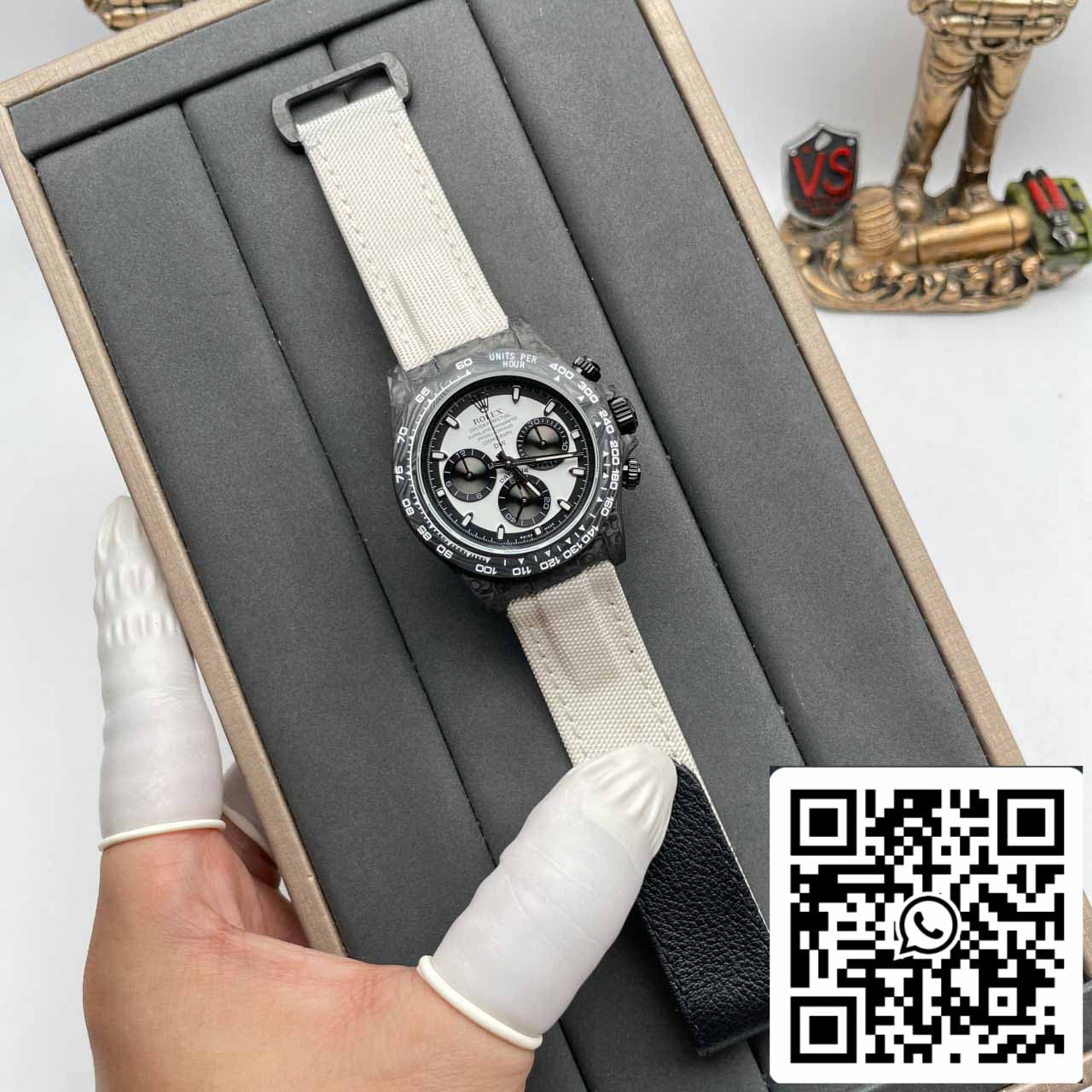 Rolex Daytona Cosmograph Carbon Fiber Diw Customized Version 1:1 Best Edition Noob Factory Weißes Zifferblatt