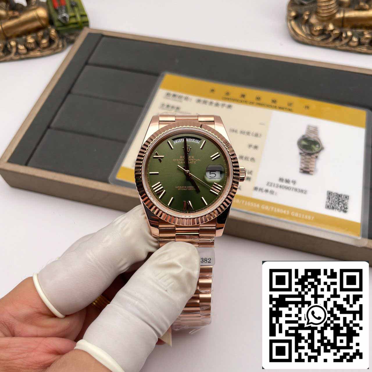 Rolex Day Date 40 228235 Gold Filled 18k avec un poids de 185 grammes cadran vert