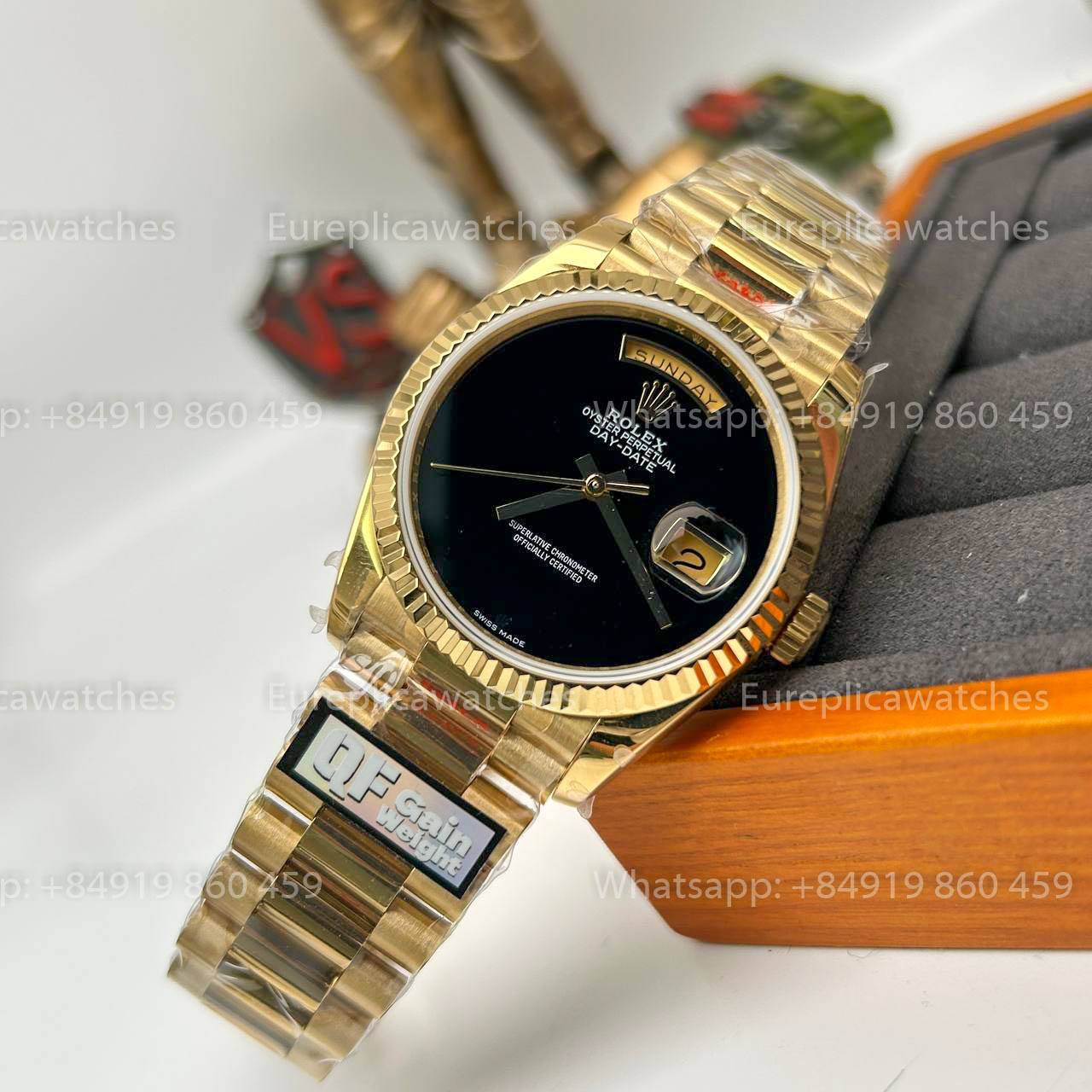 Rolex Day Date 18038 1:1 Beste Edition QF Factory Schwarzes Zifferblatt