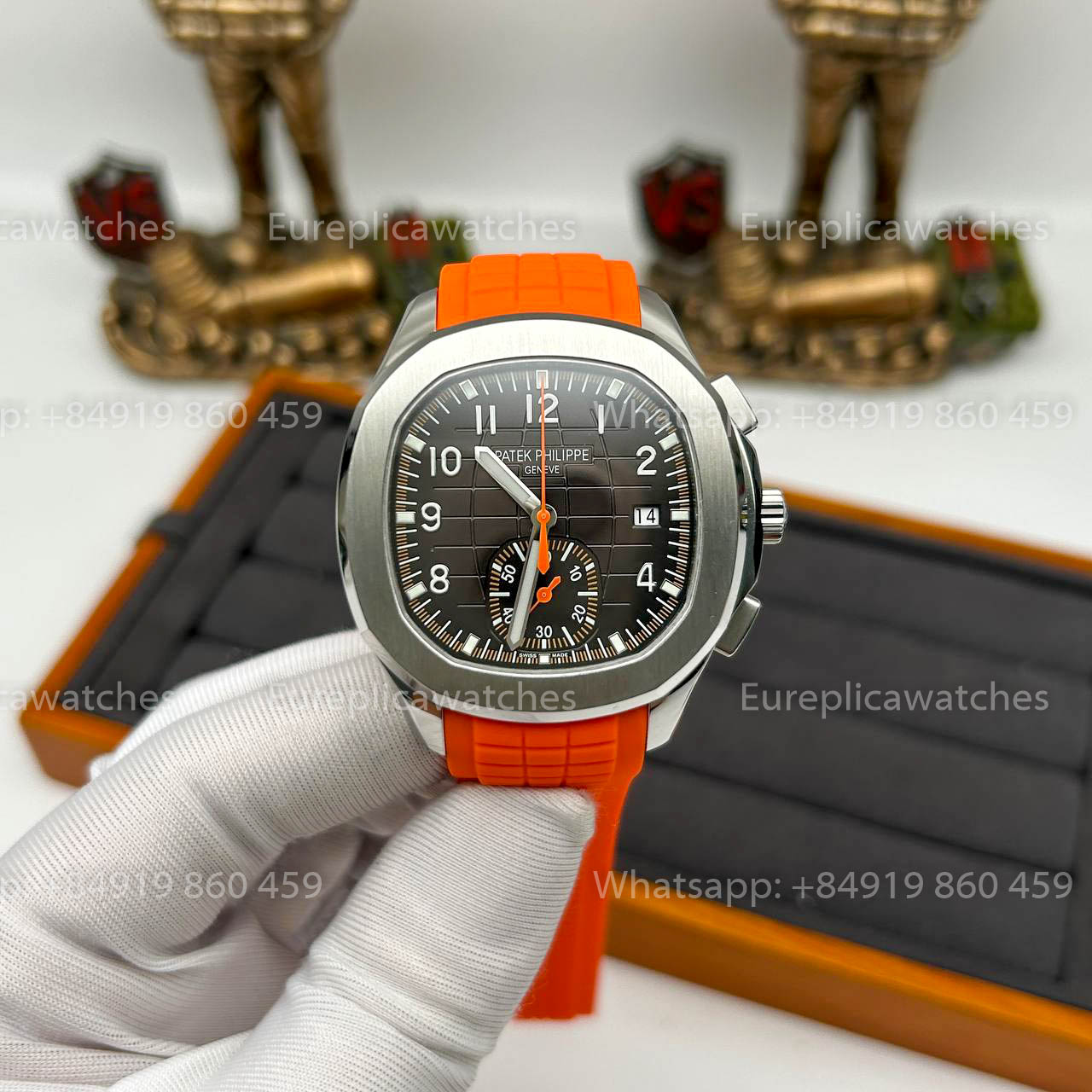 Patek Philippe Aquanaut 5968A-001 Orange Rubber Strap 1:1 Best Clone 3K Factory