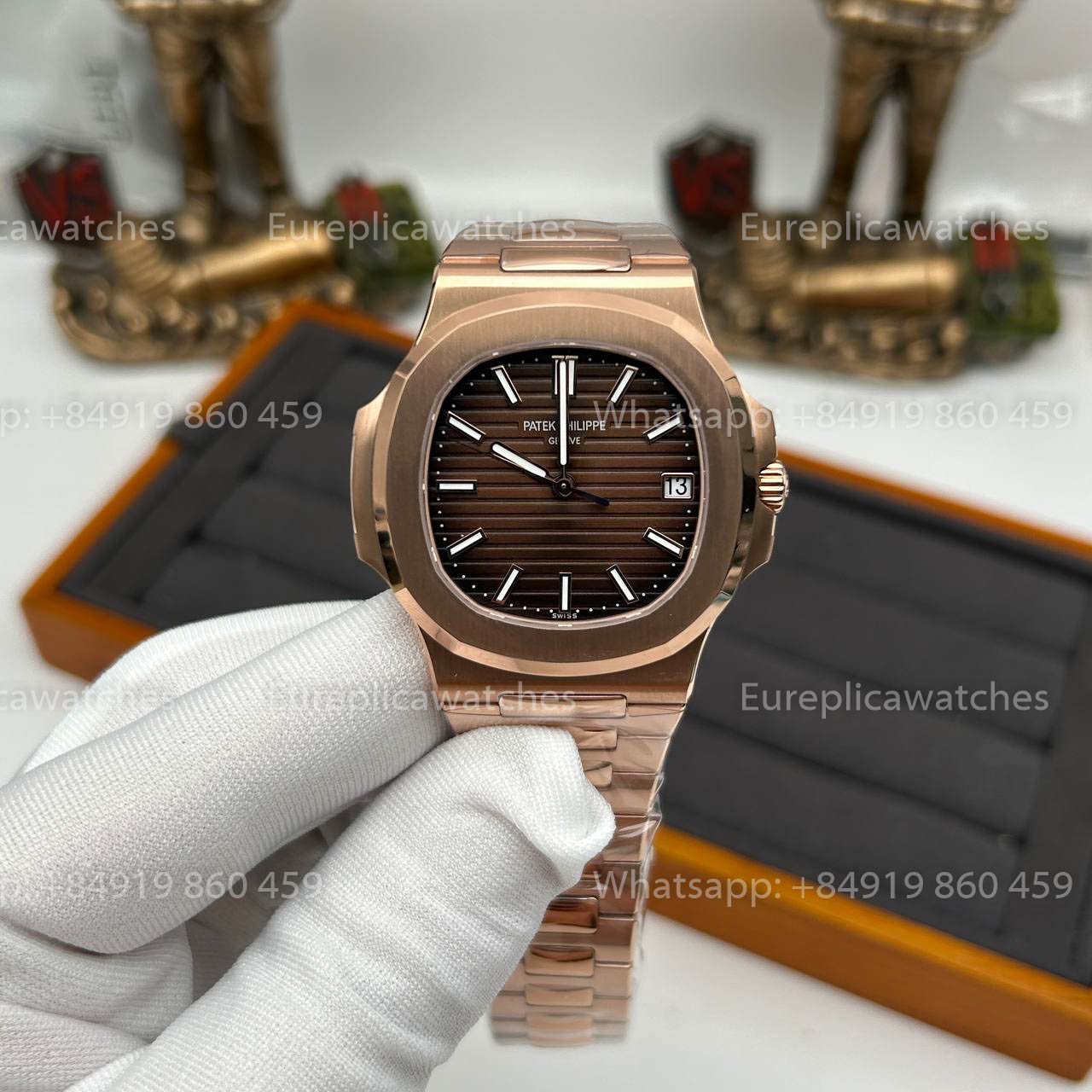 Patek Philippe Nautilus 5711R-001 Or rose 1:1 Meilleure version DDF Factory Cadran marron