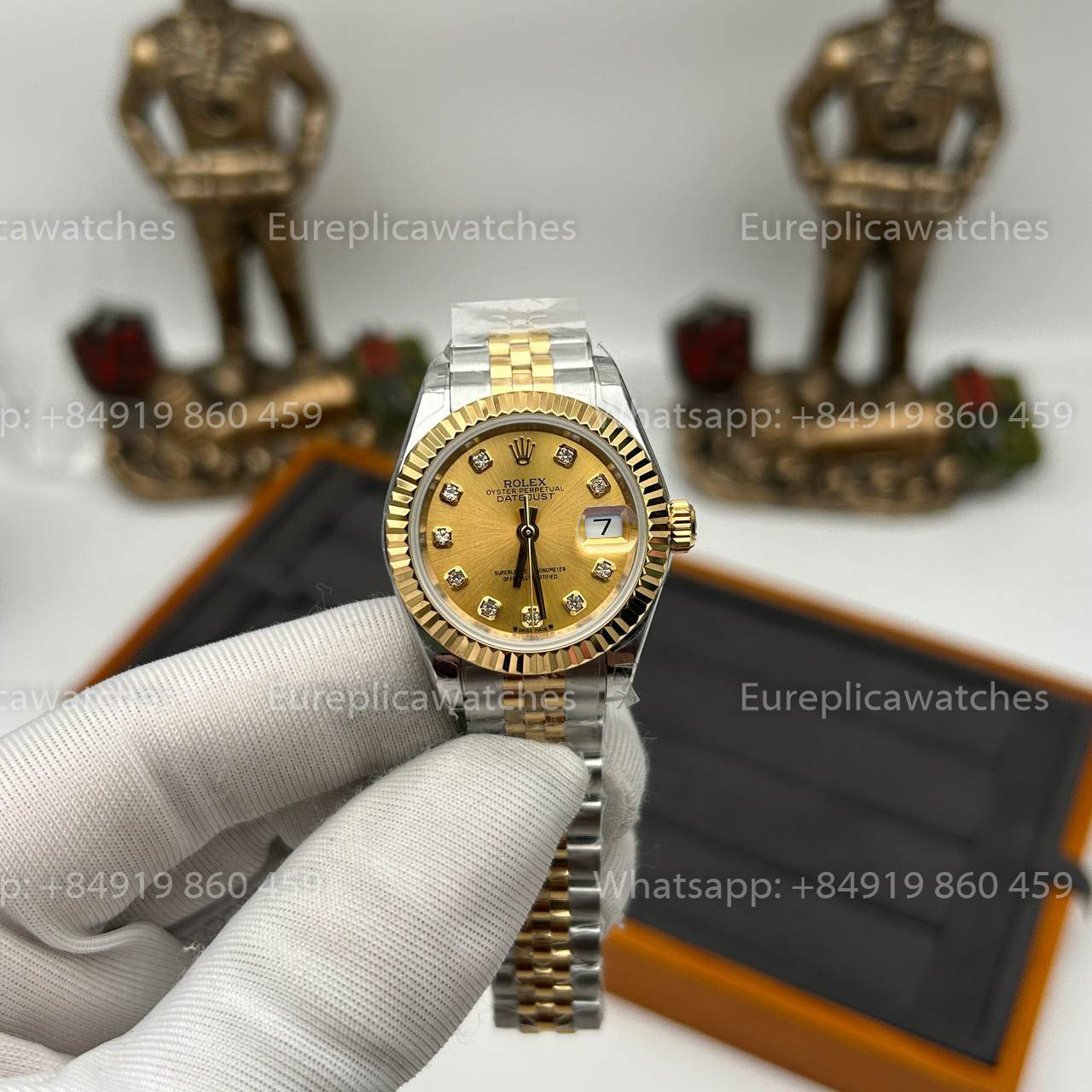 Rolex Lady Datejust 28 mm 1:1 Best Edition Schweizer Original importiertes NH05-Uhrwerk, 18-karätiges Goldzifferblatt