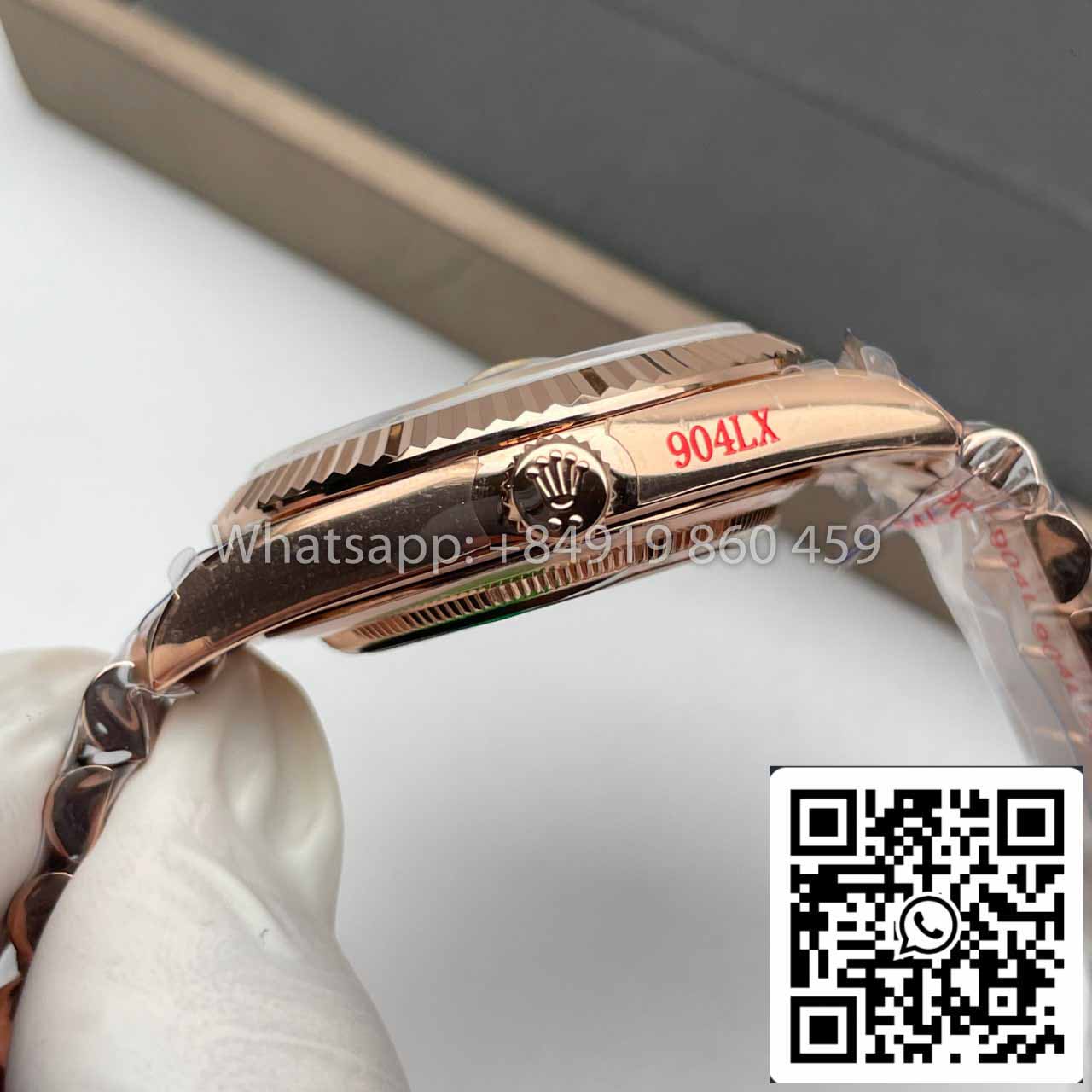 Rolex Everose Gold Day Date 40 228235-0045 1:1 Best Edition QF Factory Eisenkiesel Zifferblatt