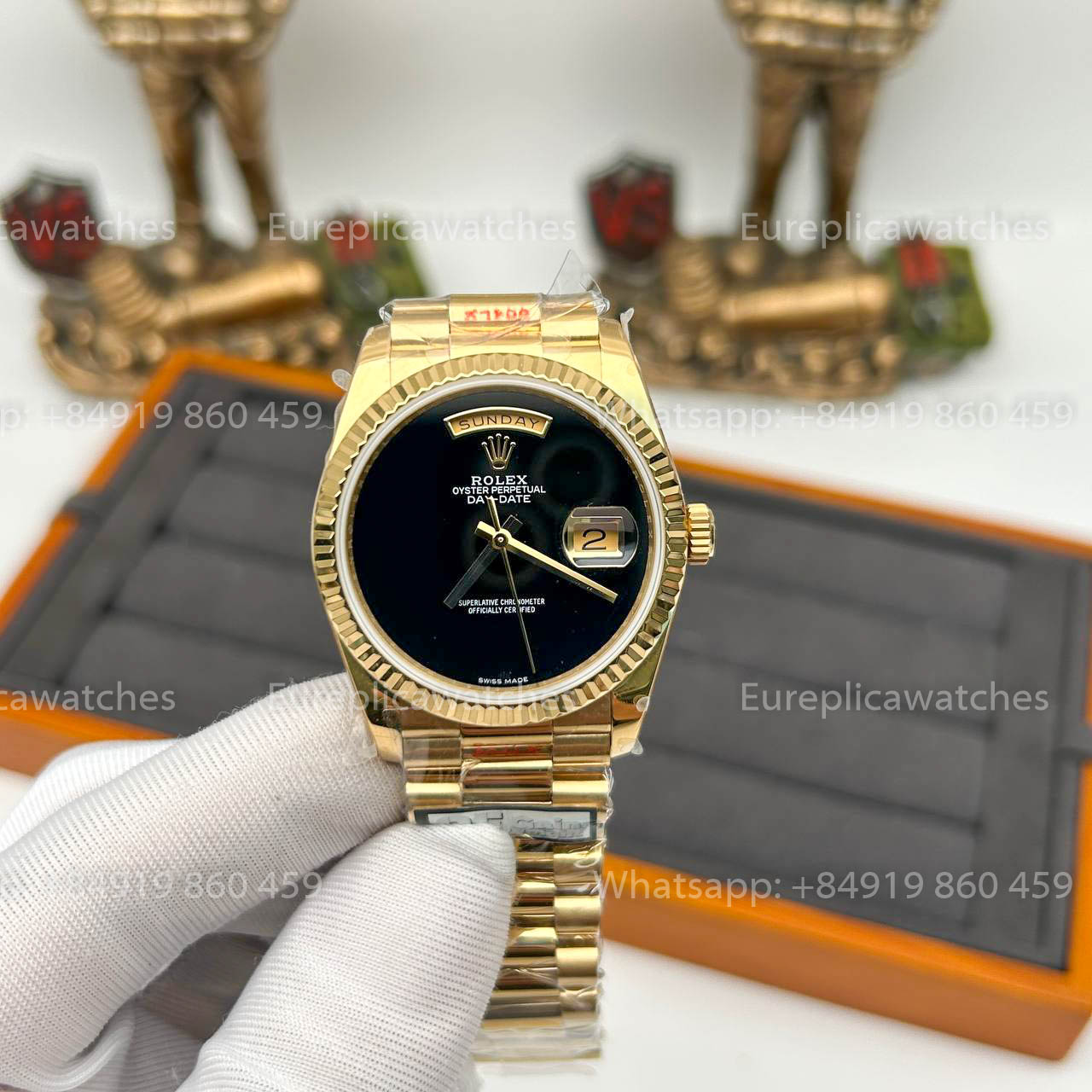 Rolex Day Date 18038 1:1 Beste Edition QF Factory Schwarzes Zifferblatt