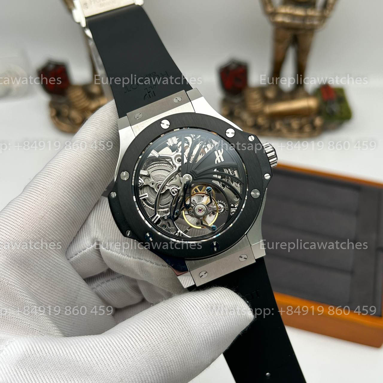 Hublot Big Bang Hollow Tourbillon 1:1 Best Version Ceramic Bezel Skeleton Dial