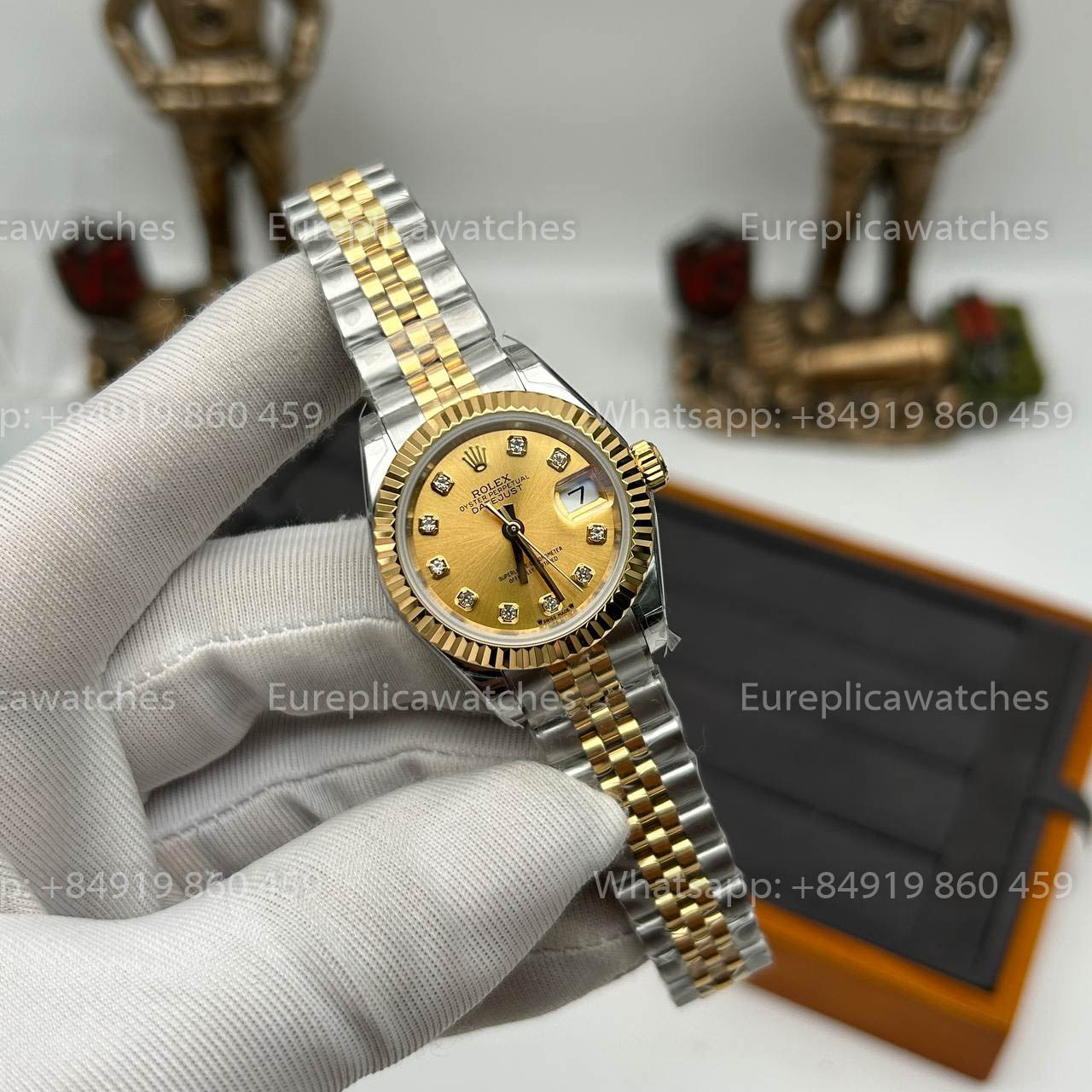 Rolex Lady Datejust 28 mm 1:1 Best Edition Schweizer Original importiertes NH05-Uhrwerk, 18-karätiges Goldzifferblatt