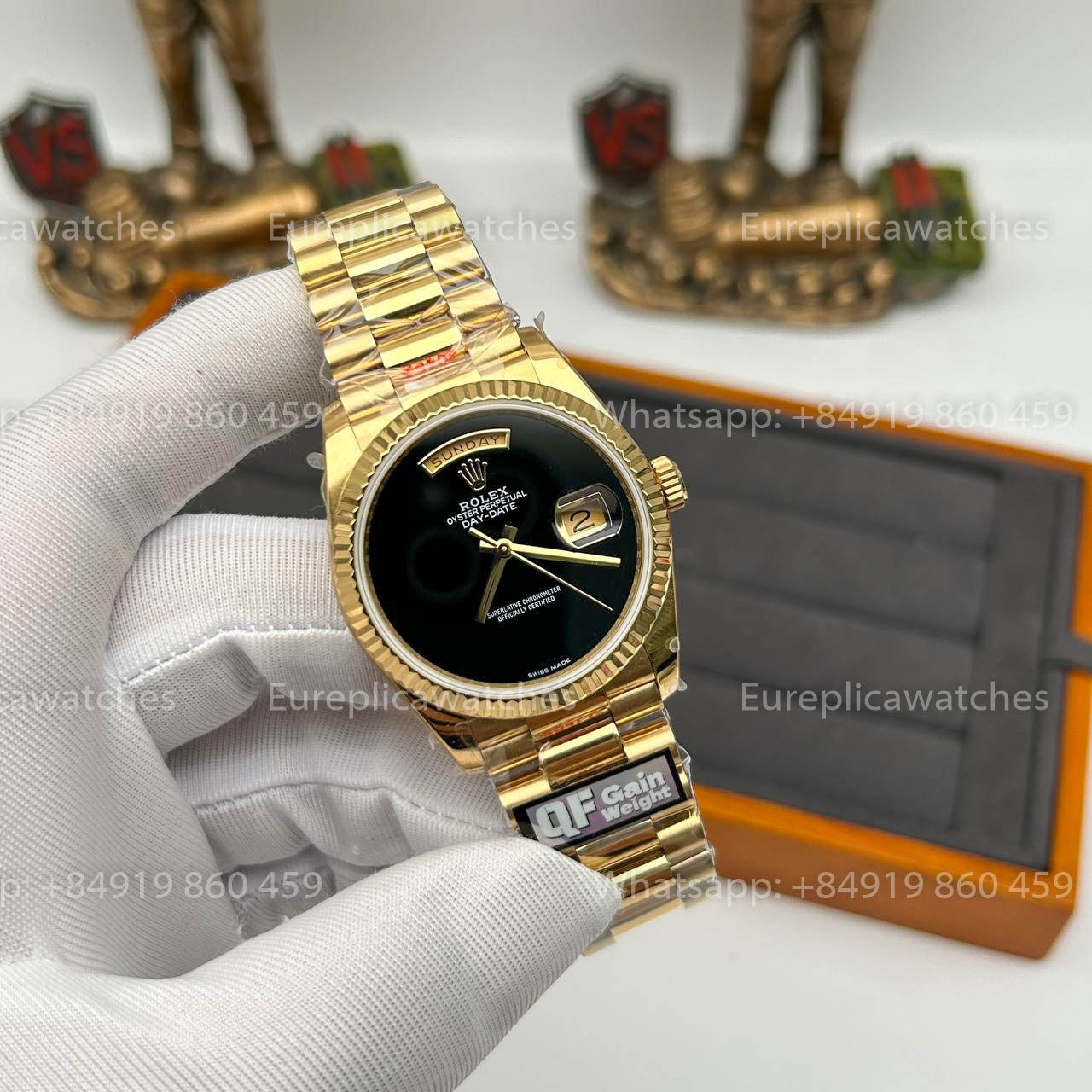 Rolex Day Date 18038 1:1 Beste Edition QF Factory Schwarzes Zifferblatt