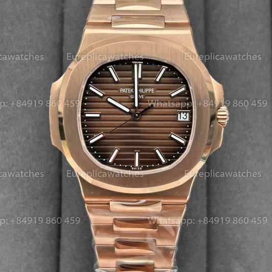 Patek Philippe Nautilus 5711R-001 Or rose 1:1 Meilleure version DDF Factory Cadran marron