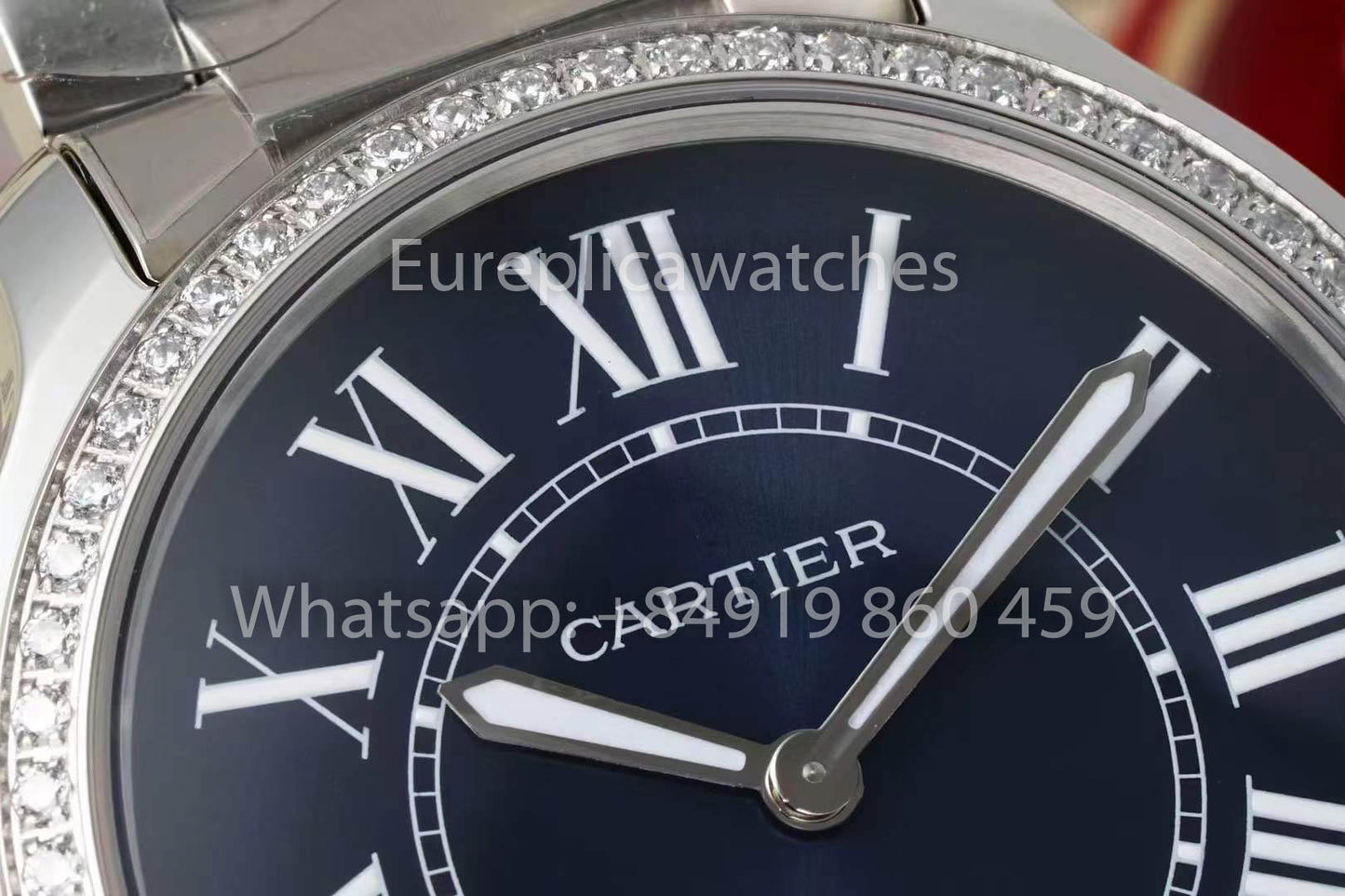 Cartier Ronde Must De Cartier 36mm Custom Diamond 1:1 Best Clone AF Factory Blue Dial