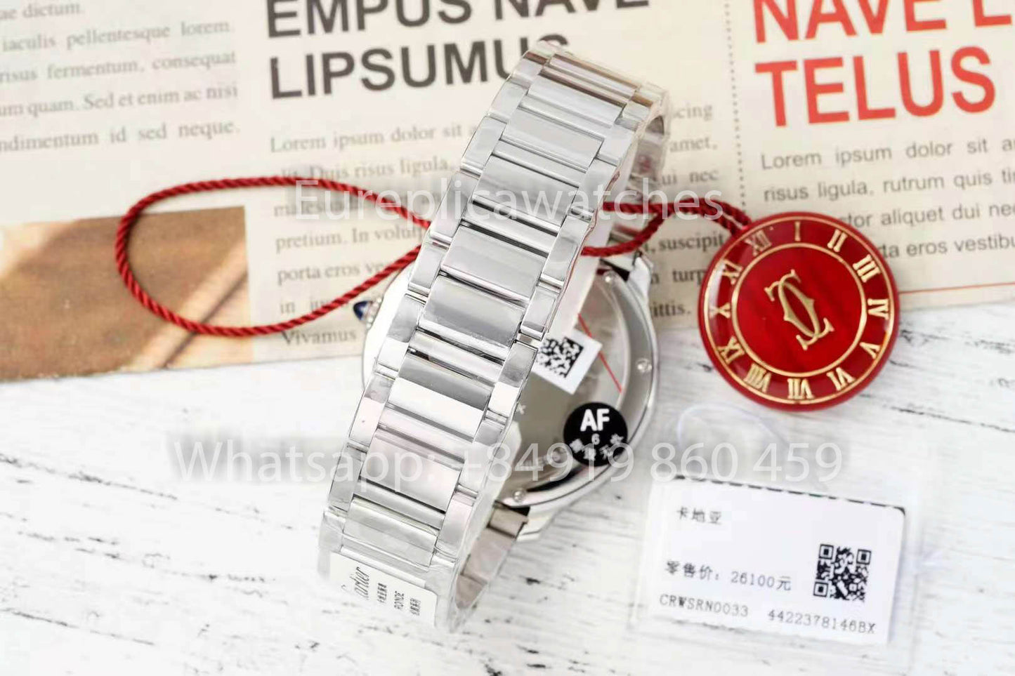 Cartier Ronde Must De Cartier 36mm Custom Diamond 1:1 Best Clone AF Factory Red Dial