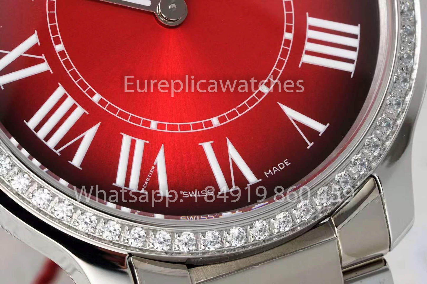 Cartier Ronde Must De Cartier 36mm Custom Diamond 1:1 Best Clone AF Factory Red Dial