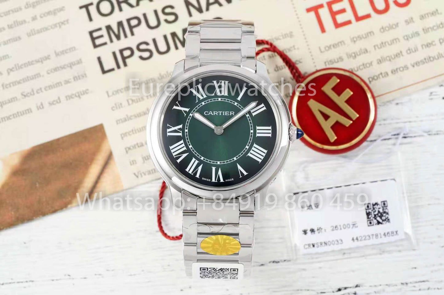 Cartier Ronde Must De Cartier 36mm 1:1 Best Clone AF Factory Green Dial
