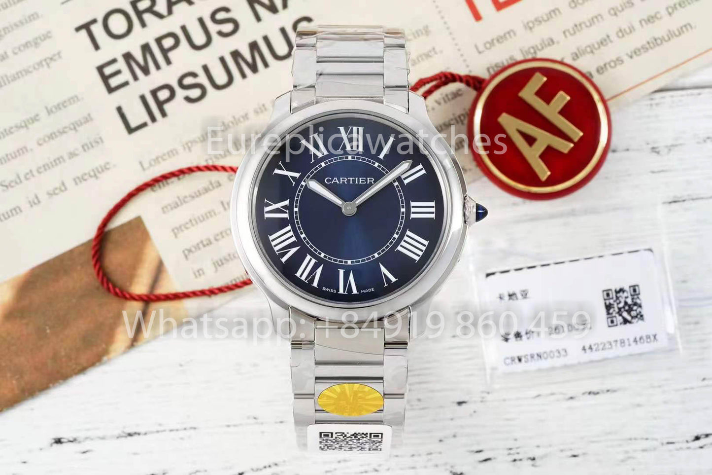 Cartier Ronde Must De Cartier 36mm 1:1 Best Clone AF Factory Blue Dial