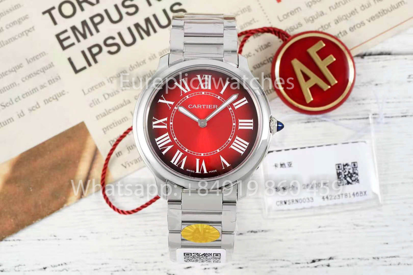 Cartier Ronde Must De Cartier 36 mm 1:1 Meilleur clone AF Factory Cadran rouge