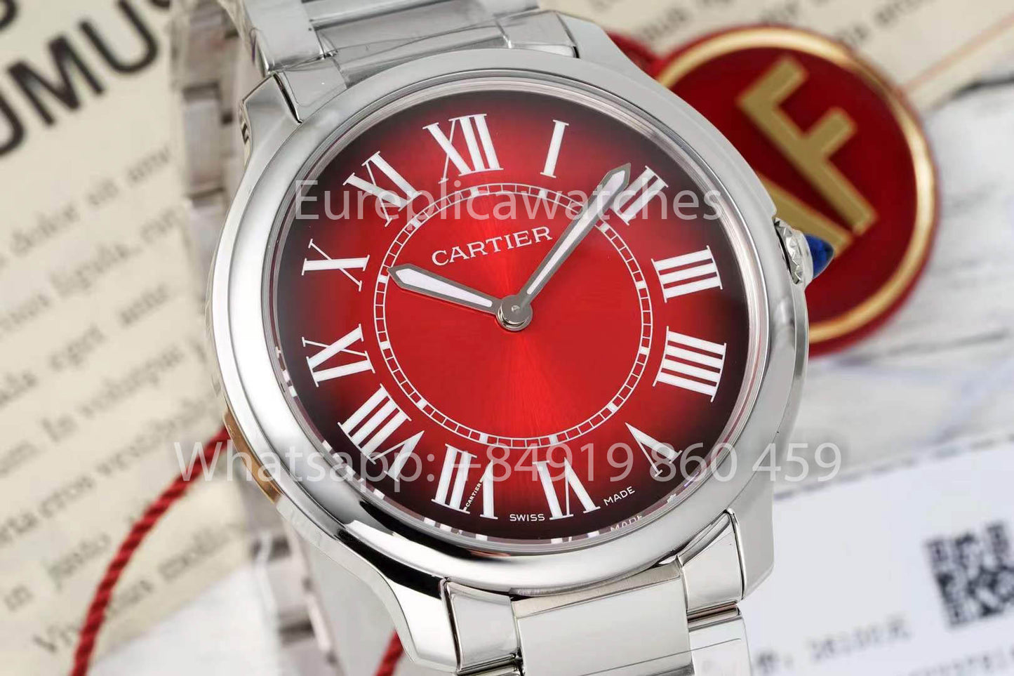 Cartier Ronde Must De Cartier 36 mm 1:1 Meilleur clone AF Factory Cadran rouge