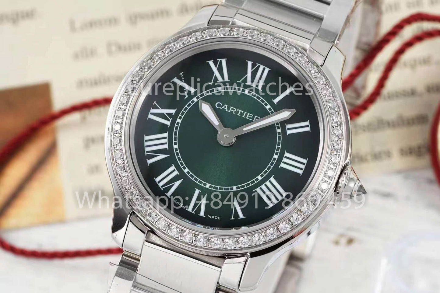 Cartier Ronde Must De Cartier 29 mm diamants personnalisés 1:1 Meilleur clone AF Factory Cadran vert