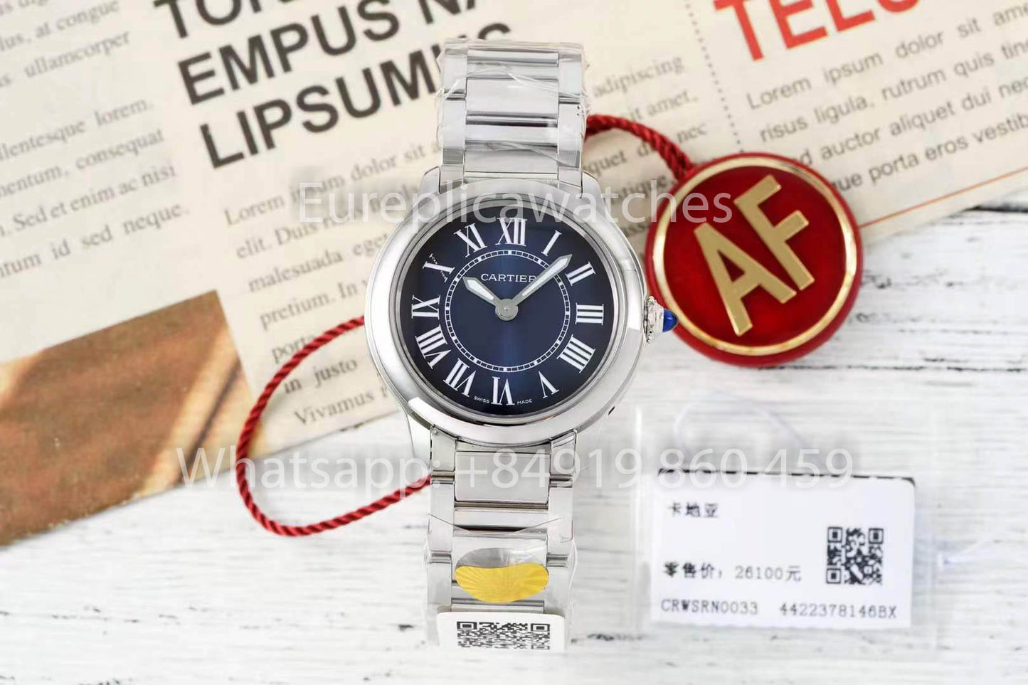 Cartier Ronde Must De Cartier 29mm 1:1 Best Clone AF Factory Blue Dial