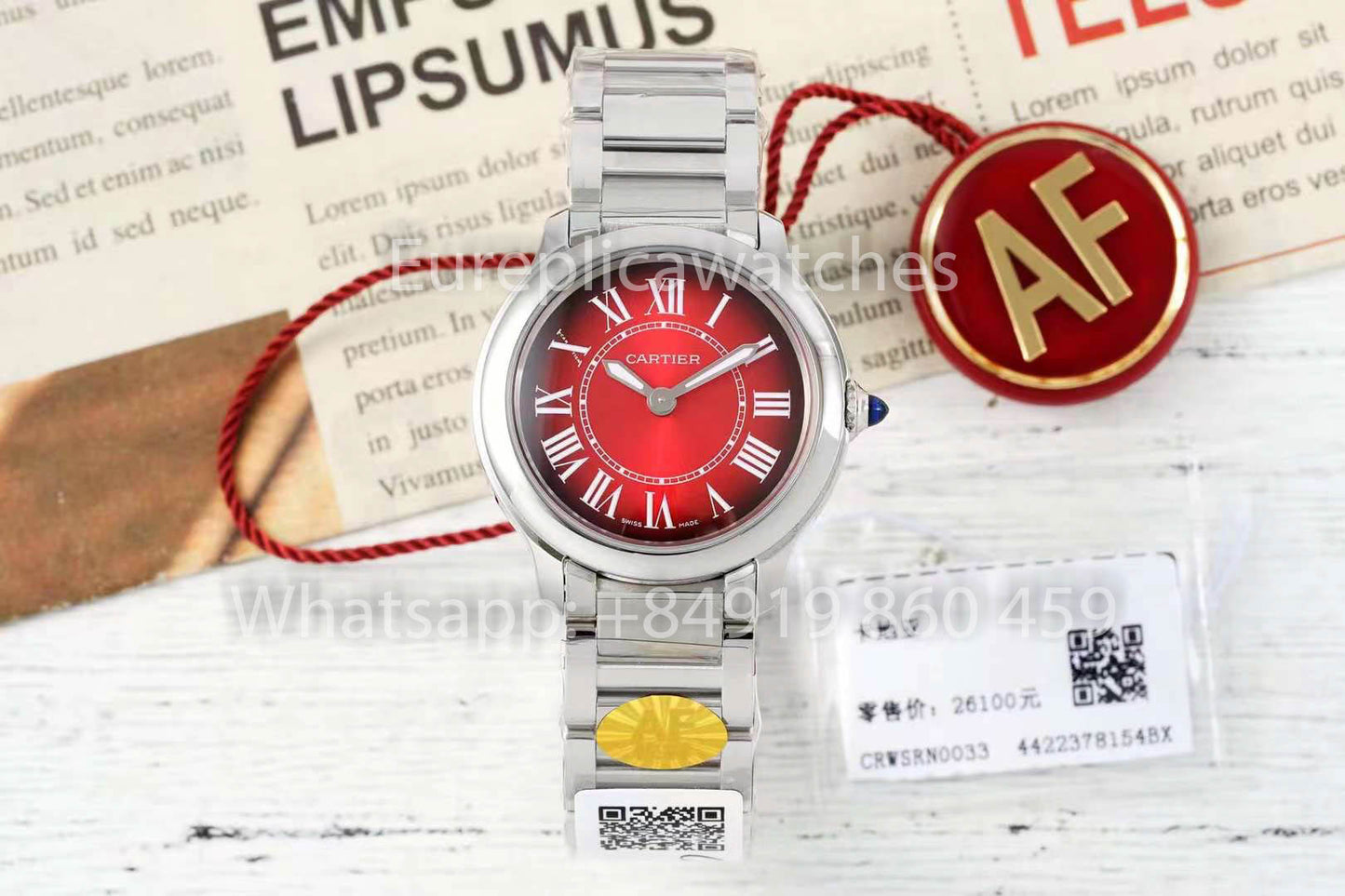 Cartier Ronde Must De Cartier 29mm 1:1 Best Clone AF Factory Red Dial