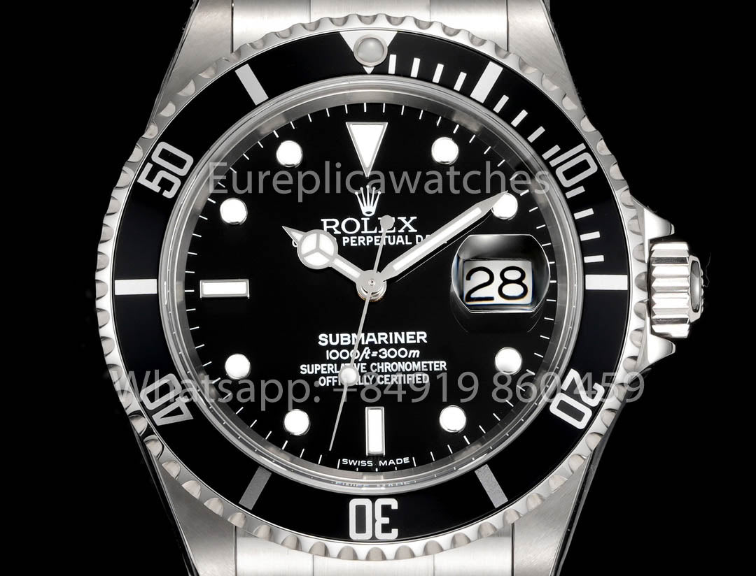 Rolex Submariner 16610 Series TM Factory 1:1 Meilleur clone Lunette noire Bague intérieure sans texte
