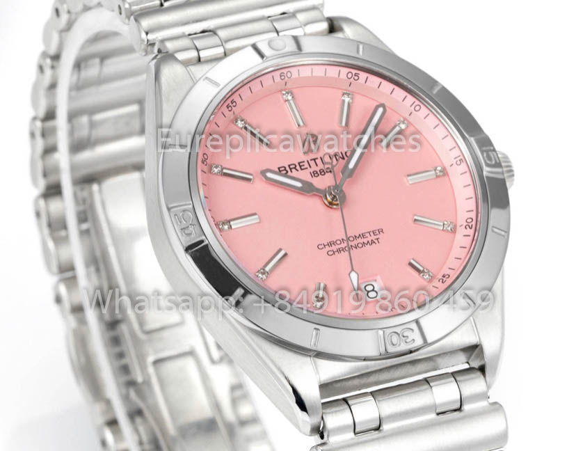 Breitling Chronomat 36, jamais portée en 2022, A10380591L1A1, série 1:1, Super Clone BLS, cadran rose d'usine