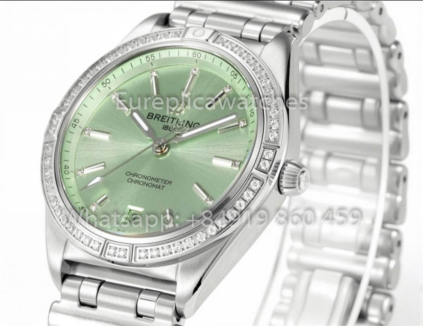 Breitling Chronomat 36, jamais portée en 2022, série A10380591L1A1, bleu glacé, réplique 1:1, meilleur modèle de l'usine BLS