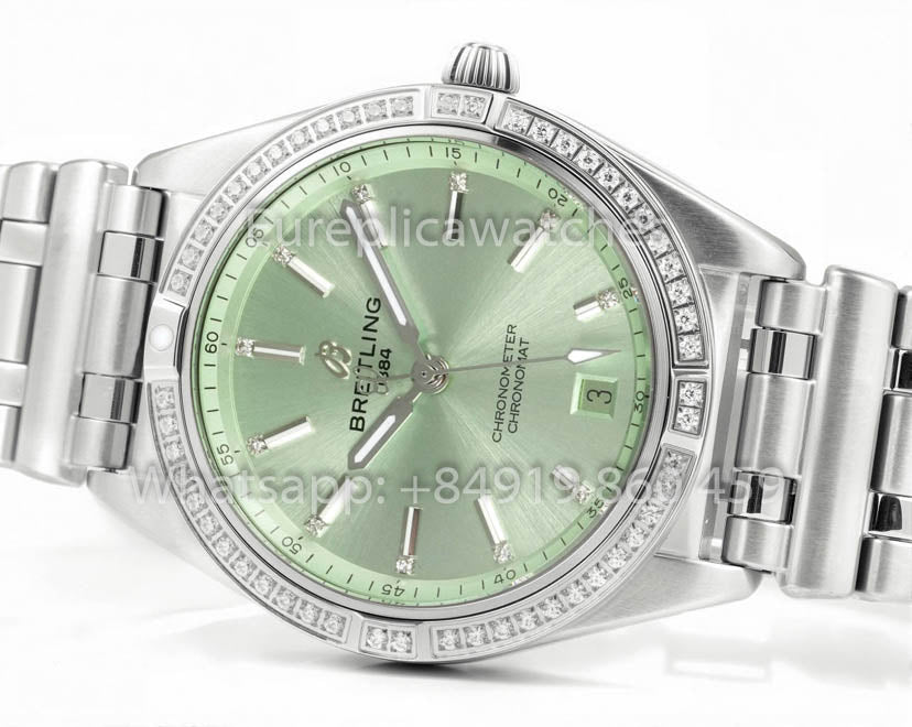 Breitling Chronomat 36, jamais portée en 2022, série A10380591L1A1, bleu glacé, réplique 1:1, meilleur modèle de l'usine BLS