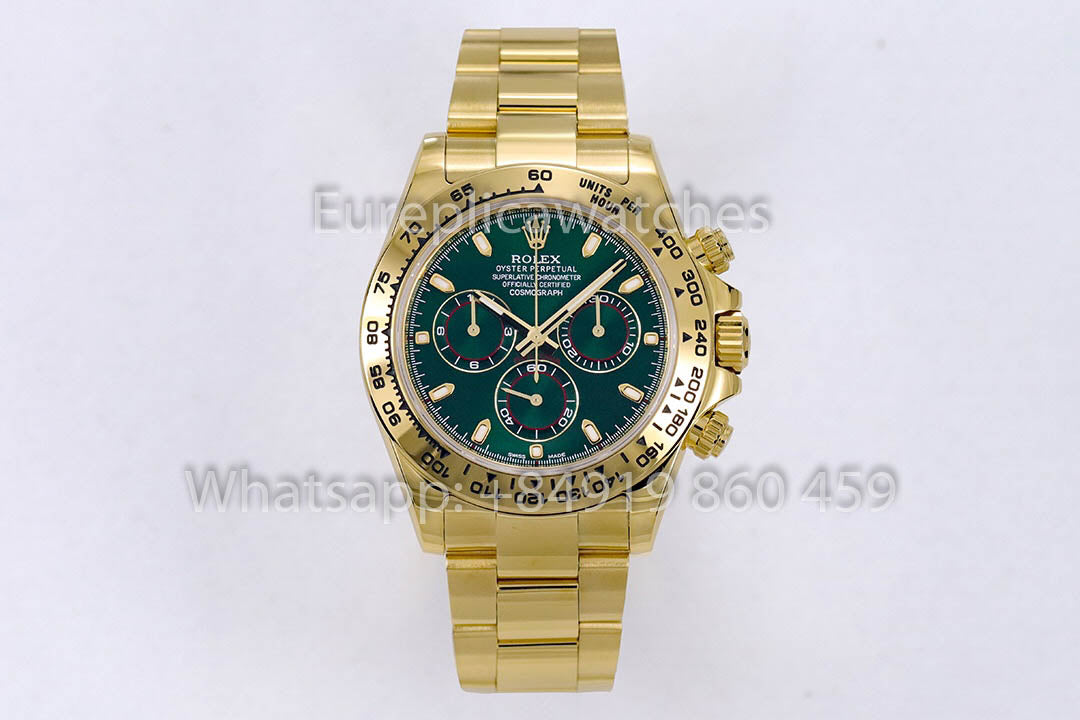 Rolex Daytona 40 en or jaune, cadran vert arabe, 116508, 1:1, Super Clone ZF, édition pondérée d'usine