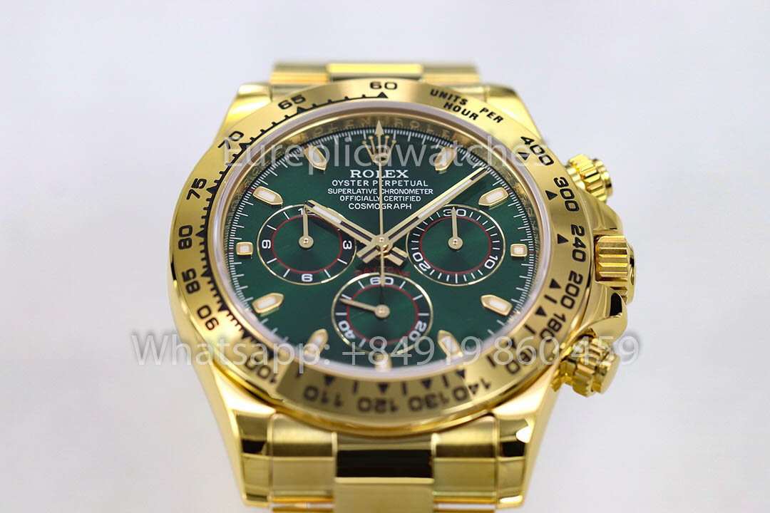 Rolex Daytona 40 en or jaune, cadran vert arabe, 116508, 1:1, Super Clone ZF, édition pondérée d'usine