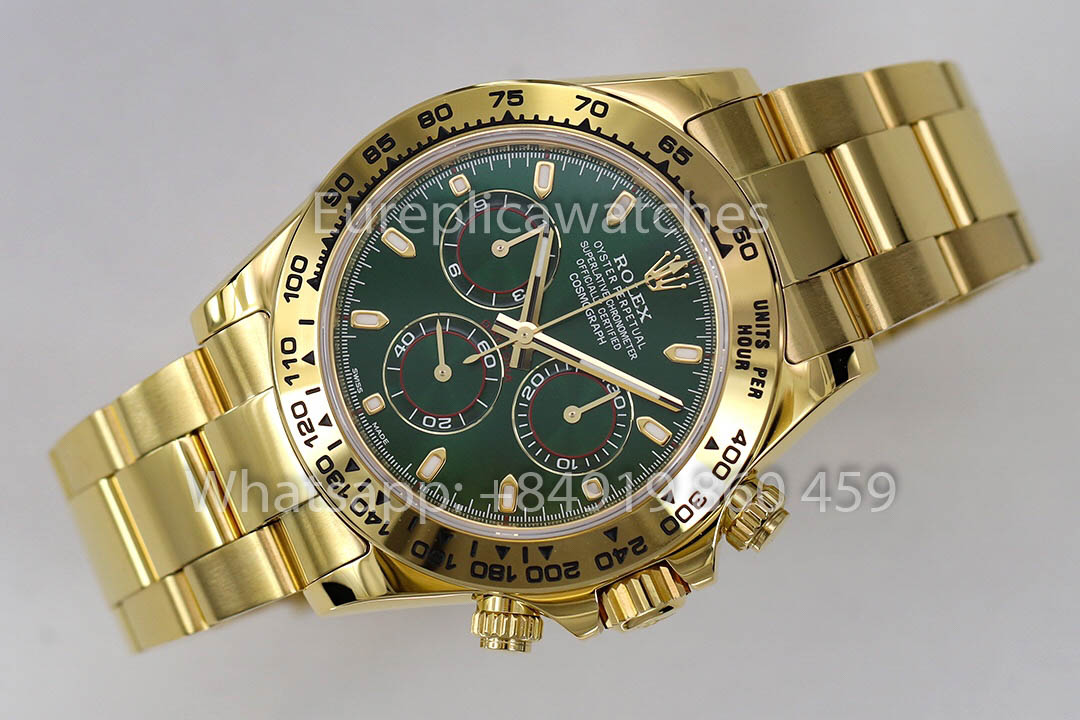Rolex Daytona 40 en or jaune, cadran vert arabe, 116508, 1:1, Super Clone ZF, édition pondérée d'usine