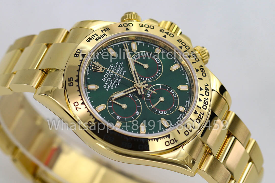 Rolex Daytona 40 en or jaune, cadran vert arabe, 116508, 1:1, Super Clone ZF, édition pondérée d'usine
