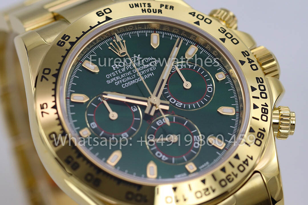 Rolex Daytona 40 en or jaune, cadran vert arabe, 116508, 1:1, Super Clone ZF, édition pondérée d'usine