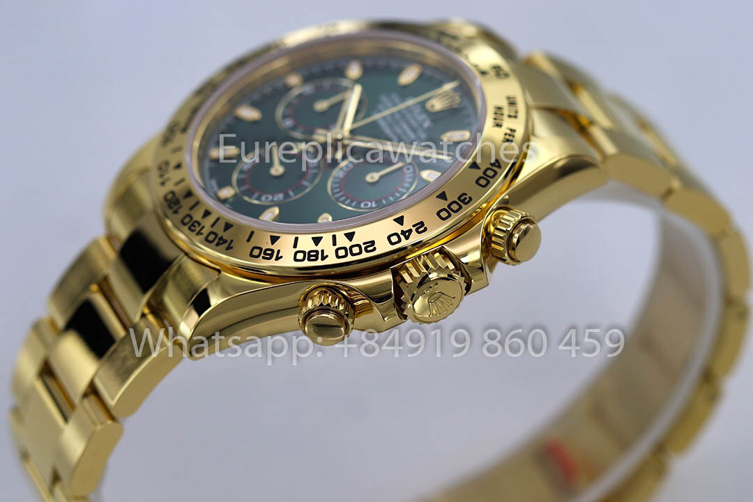 Rolex Daytona 40 en or jaune, cadran vert arabe, 116508, 1:1, Super Clone ZF, édition pondérée d'usine
