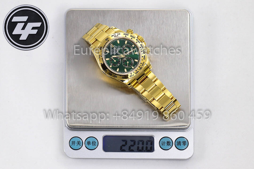 Rolex Daytona 40 en or jaune, cadran vert arabe, 116508, 1:1, Super Clone ZF, édition pondérée d'usine