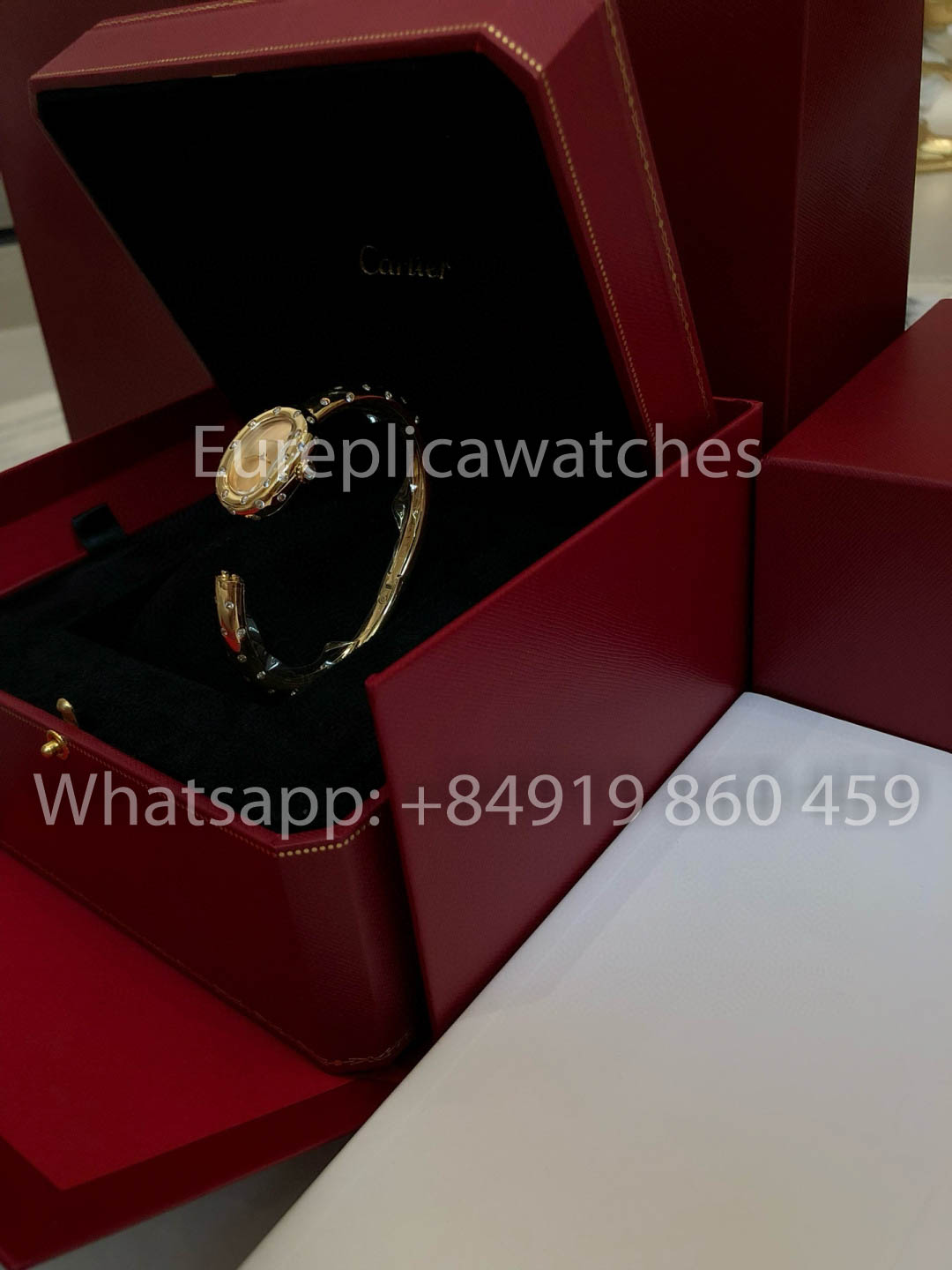 Cartier Lady Baignoire Badewanne 1:1 Beste Version 18 Karat Echtgold und Moissanit-Diamanten