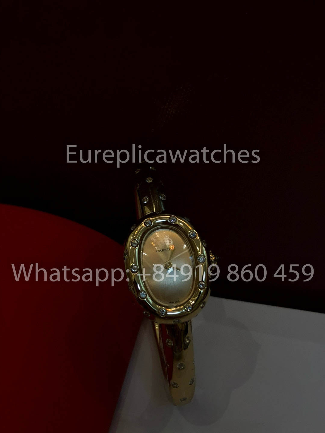 Cartier Lady Baignoire Badewanne 1:1 Beste Version 18 Karat Echtgold und Moissanit-Diamanten