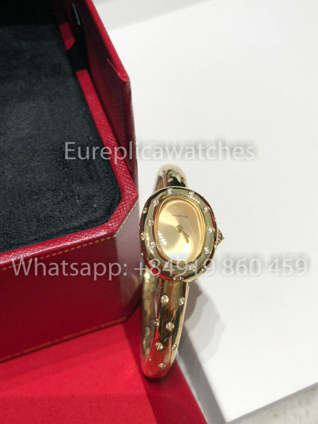 Cartier Lady Baignoire Badewanne 1:1 Beste Version 18 Karat Echtgold und Moissanit-Diamanten