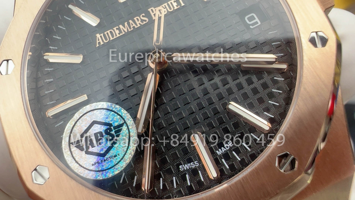Audemars Piguet Royal Oak 15510ST de l'usine APS 1:1 Meilleure version Cadran noir Bracelet en cuir