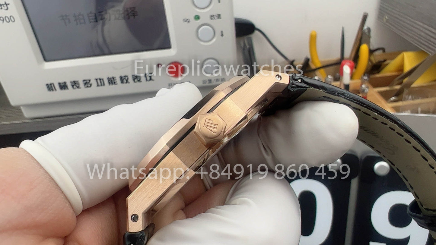 Audemars Piguet Royal Oak 15510ST de l'usine APS 1:1 Meilleure version Cadran noir Bracelet en cuir