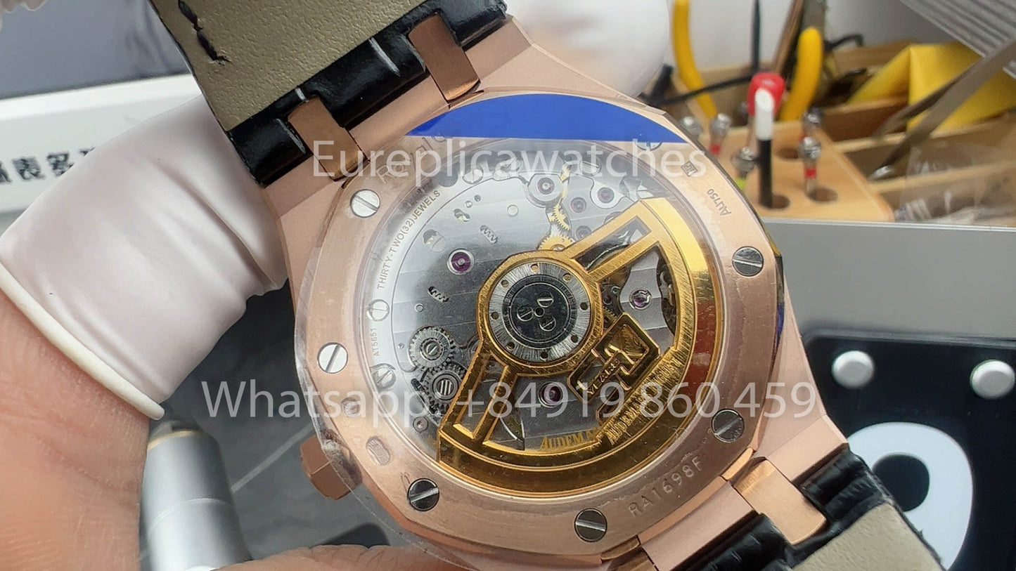 Audemars Piguet Royal Oak 15510ST de l'usine APS 1:1 Meilleure version Cadran noir Bracelet en cuir