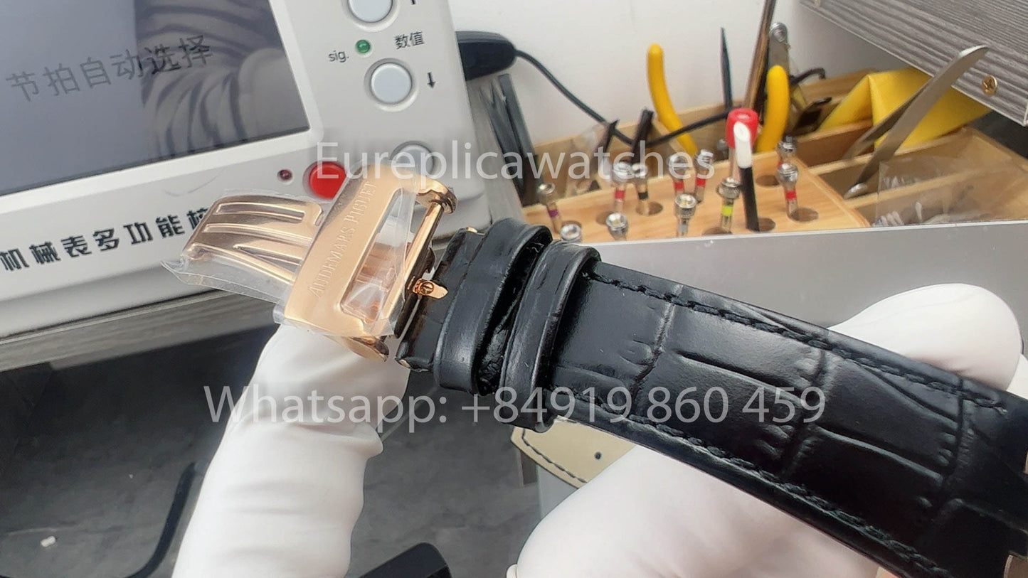 Audemars Piguet Royal Oak 15510ST de l'usine APS 1:1 Meilleure version Cadran noir Bracelet en cuir