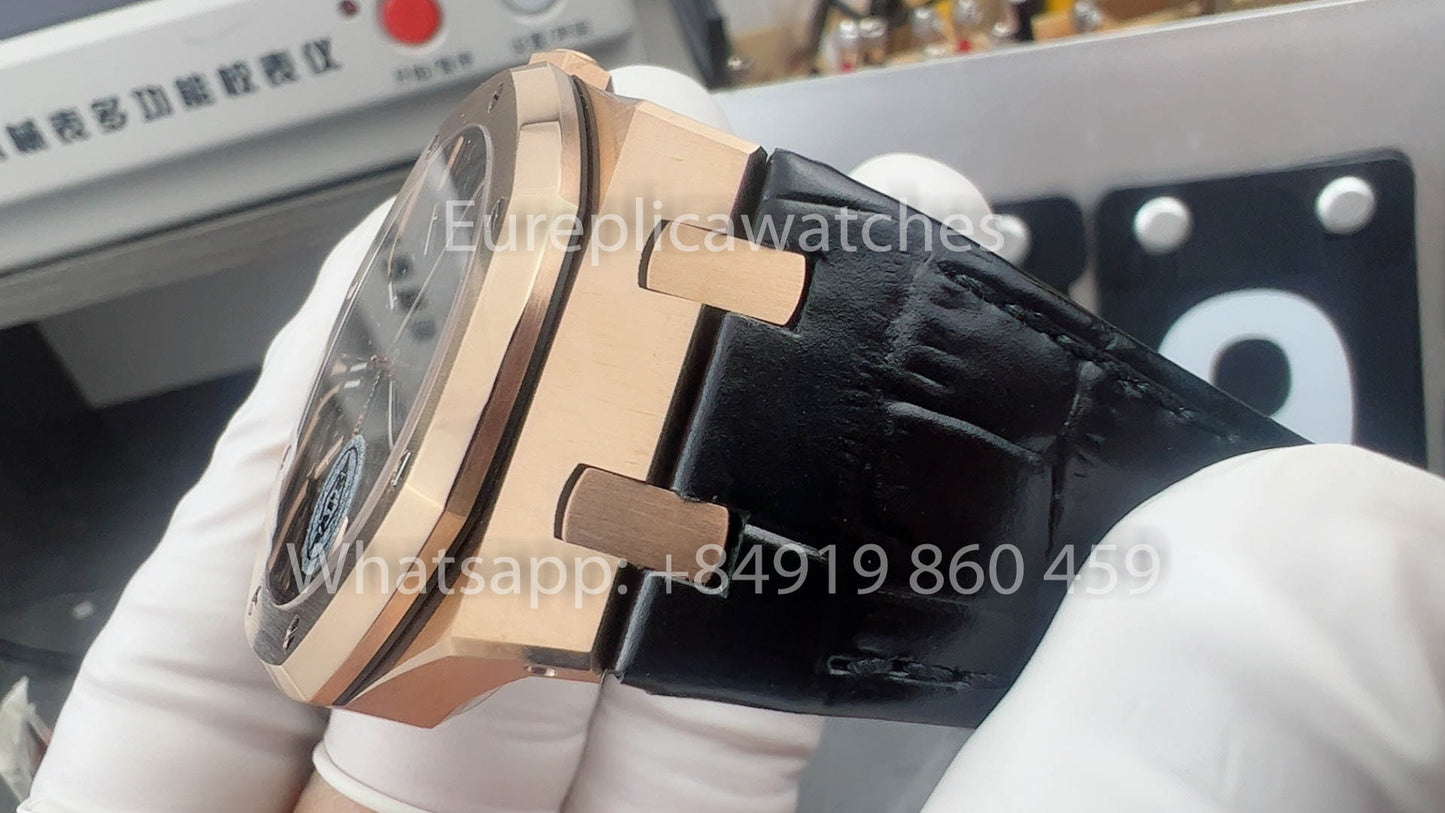 Audemars Piguet Royal Oak 15510ST de l'usine APS 1:1 Meilleure version Cadran noir Bracelet en cuir