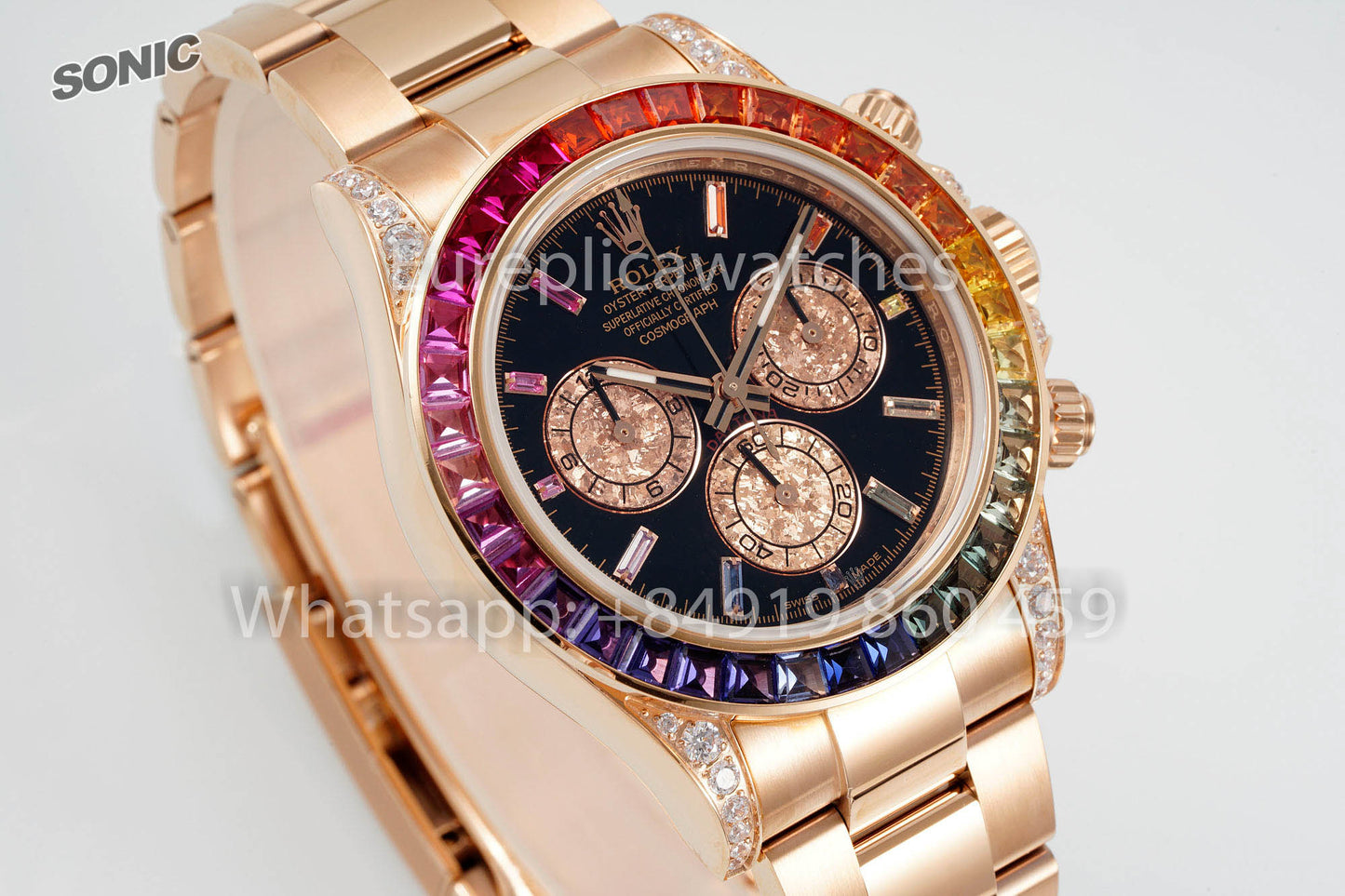 Rolex Daytona Rainbow Cadran Diamant Or Rose 40 mm 1:1 Super Clone Sonic Factory
