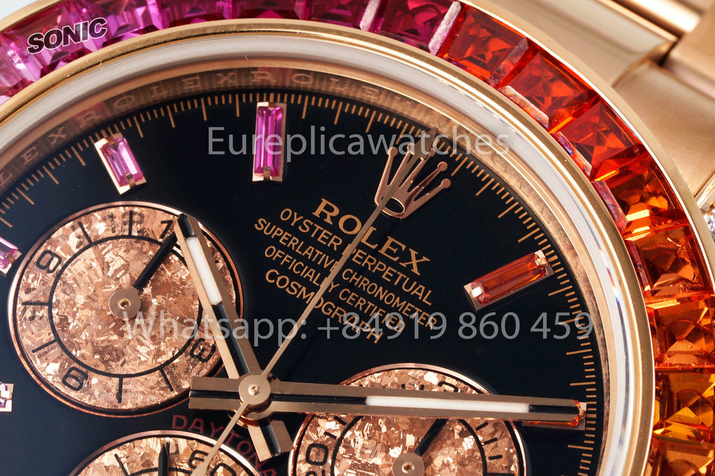 Rolex Daytona Rainbow Cadran Diamant Or Rose 40 mm 1:1 Super Clone Sonic Factory